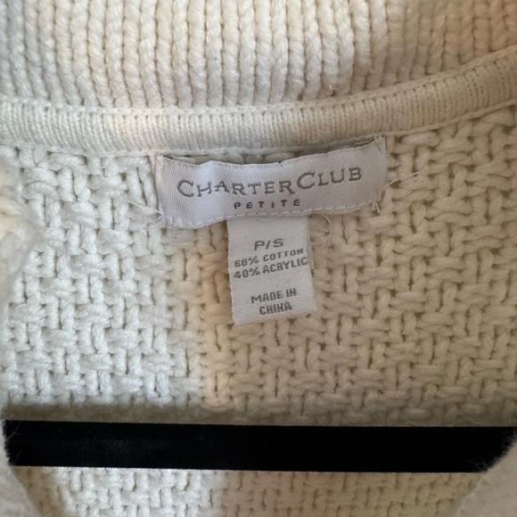 Charter Club Cream Knit Sweater - Picture 3 of 4